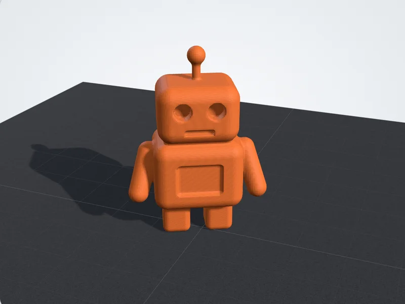 Little robot STL model on a build plate