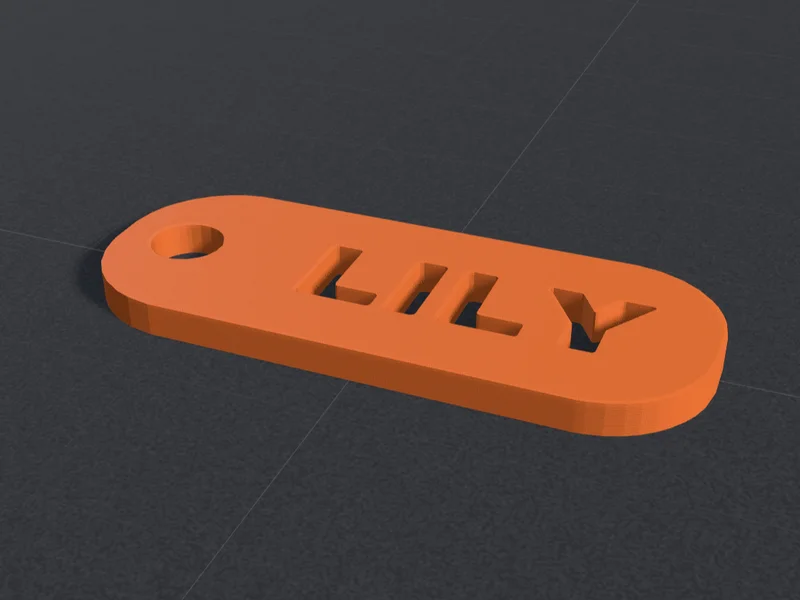 Pet name tag STL model on a build plate