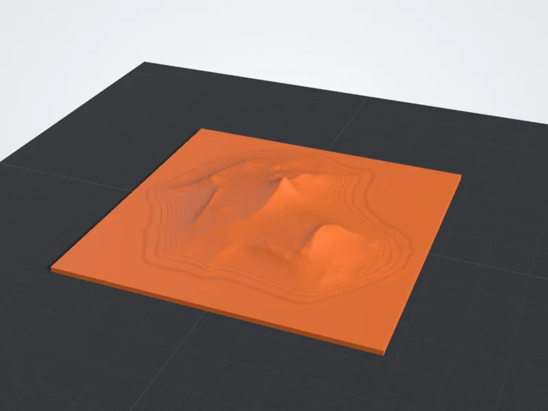 Mountain terrain STL model on a build plate