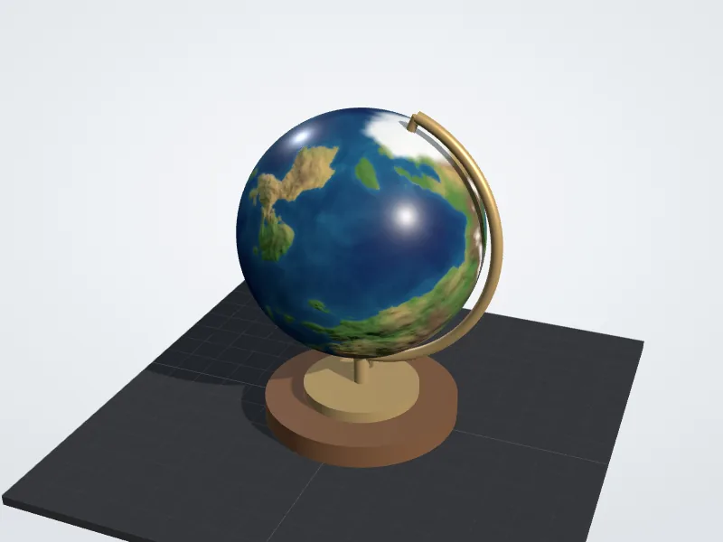 3D preview of the textured globe after compression