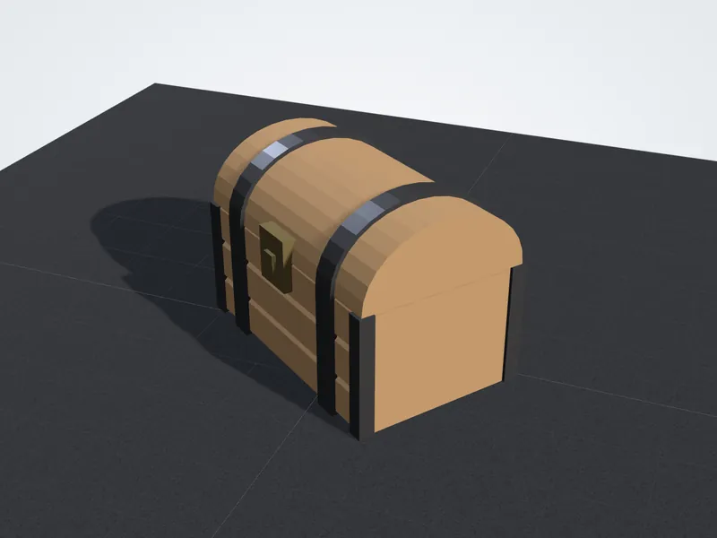 Treasure chest model shown with its original glTF materials
