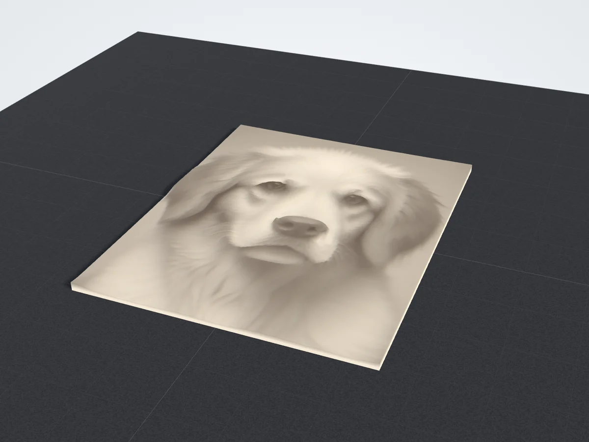 Dog portrait converted into a lithophane preview
