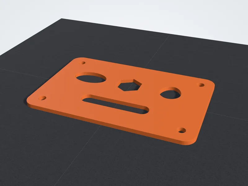 Sample mounting plate extruded from DXF to a 3 mm STL on the build plate
